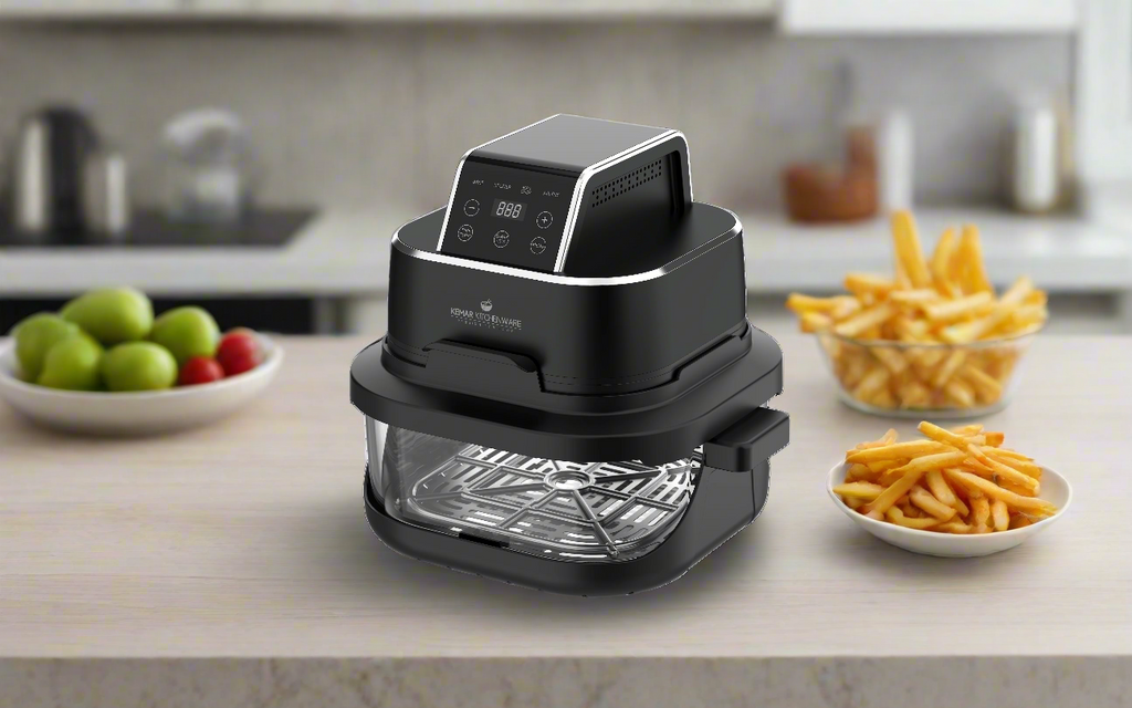 KHF-400 Heißluftfritteuse Glas 4 liter und 1,5 Liter mit Touchdisplay und Frittierkorb aus Glas