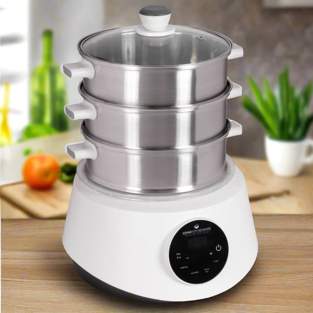 KeMar KFS-3000 Dampfgarer &amp; Hot Pot – 4-in-1 Multigarer mit Edelstahl-Körben