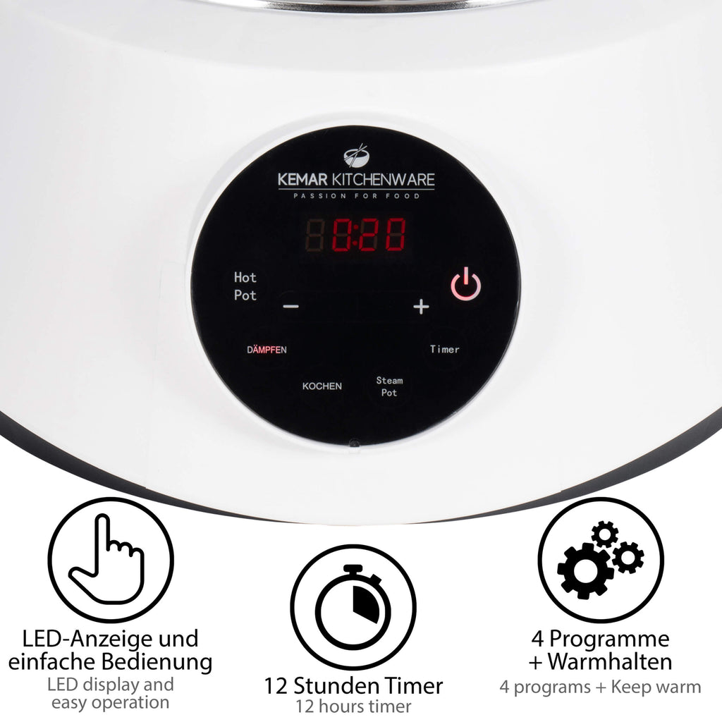 KeMar KFS-3000 Dampfgarer &amp; Hot Pot – 4-in-1 Multigarer mit Edelstahl-Körben