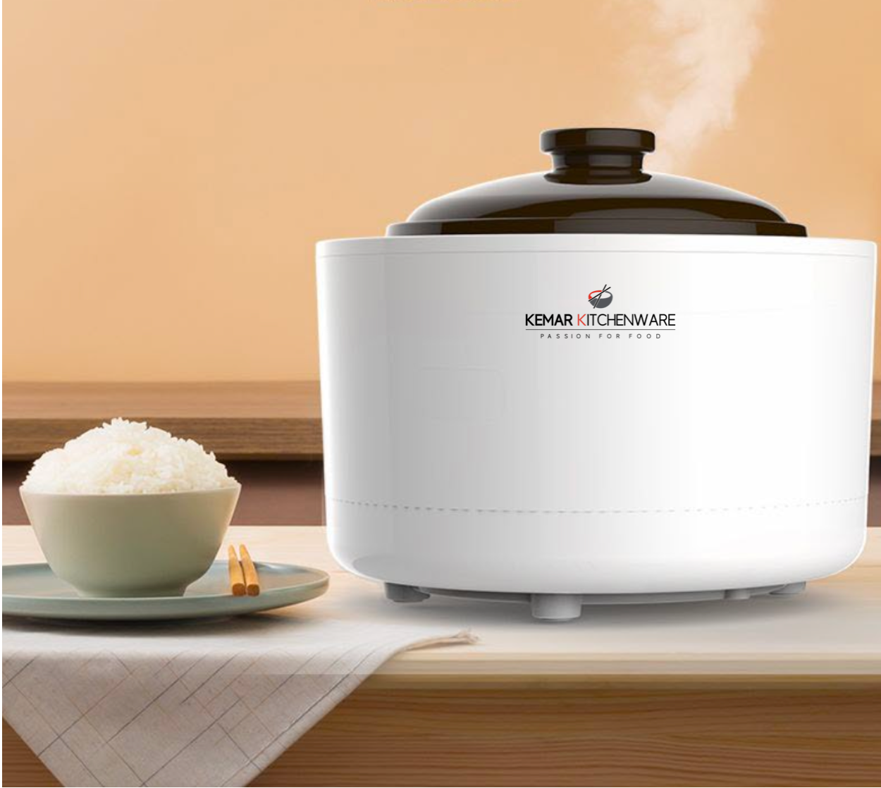 KeMar KCC-280 Reiskocher aus Keramik Multikocher mit Slow Cooker