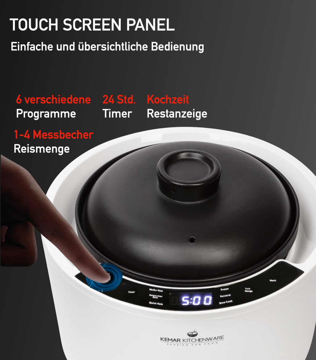 KeMar KCC-280 Reiskocher aus Keramik Multikocher mit Slow Cooker