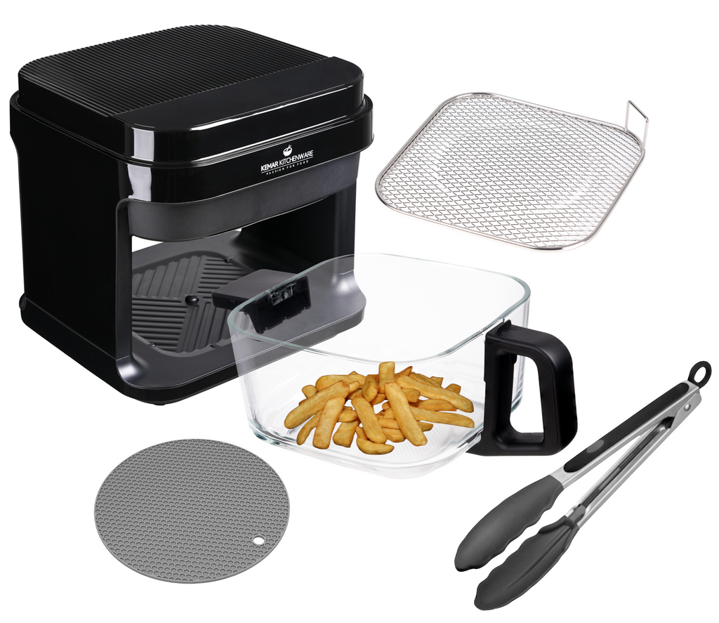 KHF-550 Heißluftfritteuse Glas 5,5 Liter mit Touchdisplay und Frittierkorb aus Glas ohne Beschichtung