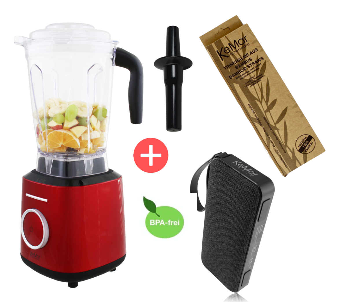KSB-300 Hochleistungsmixer - BUNDLE incl. kostenlosem Bluetooth Lautsprecher und Bambustrinkhalme