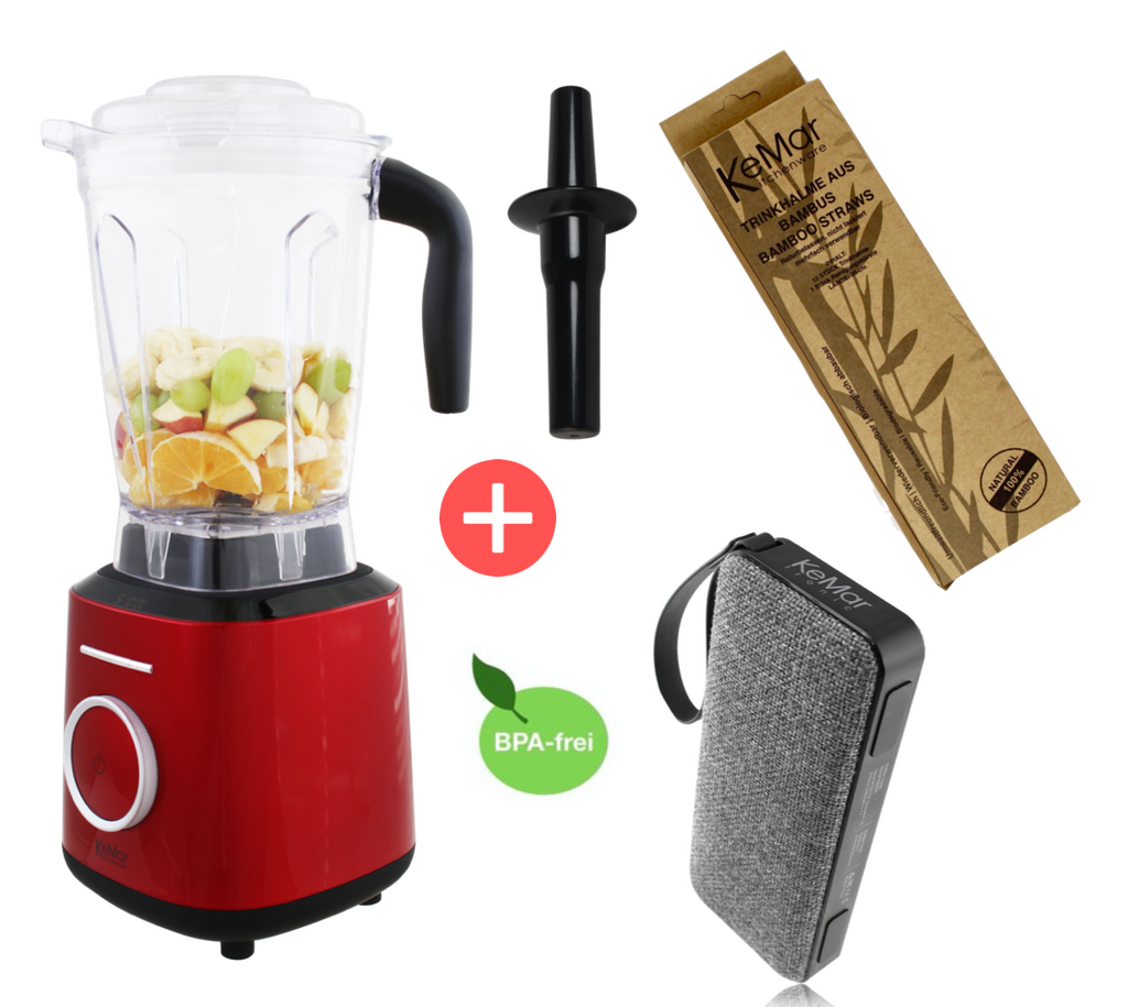 KSB-300 Hochleistungsmixer - BUNDLE incl. kostenlosem Bluetooth Lautsprecher und Bambustrinkhalme
