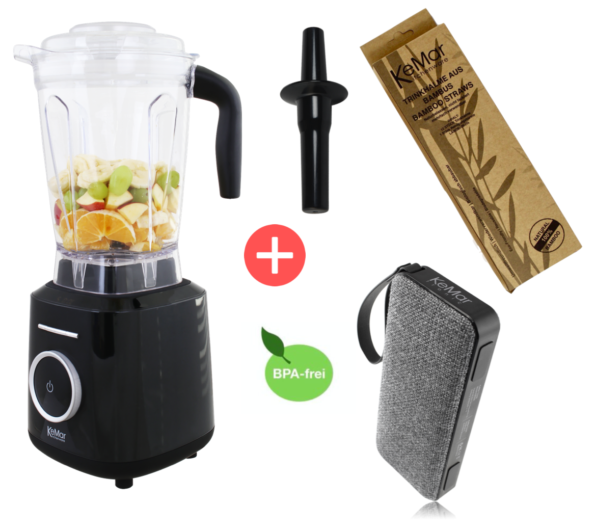 KSB-300 Hochleistungsmixer - BUNDLE incl. kostenlosem Bluetooth Lautsprecher und Bambustrinkhalme