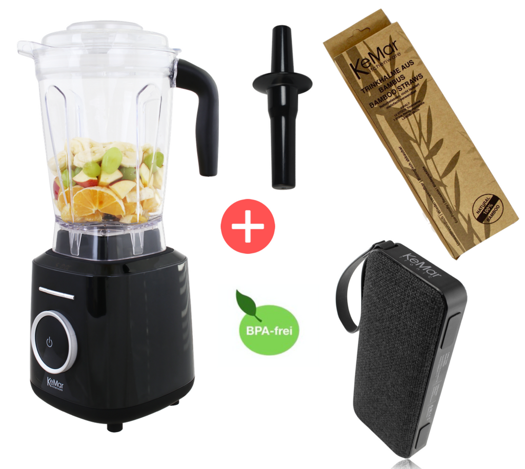 KSB-300 Hochleistungsmixer - BUNDLE incl. kostenlosem Bluetooth Lautsprecher und Bambustrinkhalme