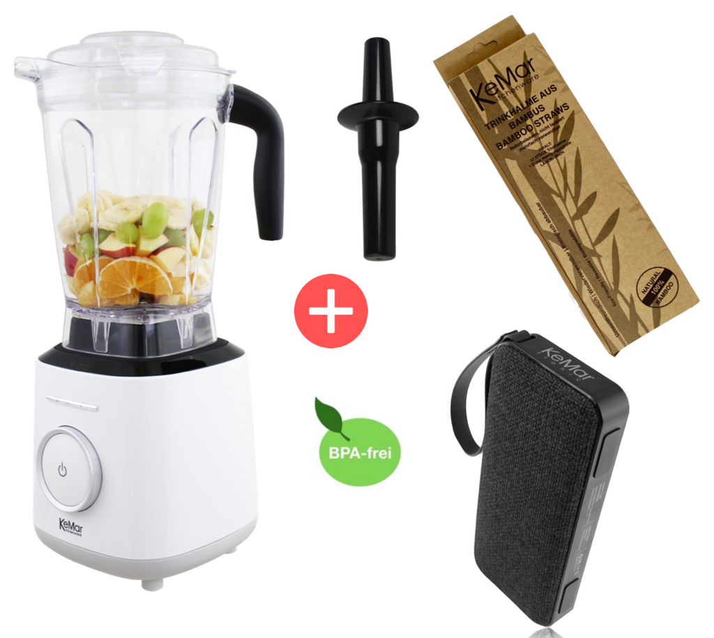KSB-300 Hochleistungsmixer - BUNDLE incl. kostenlosem Bluetooth Lautsprecher und Bambustrinkhalme