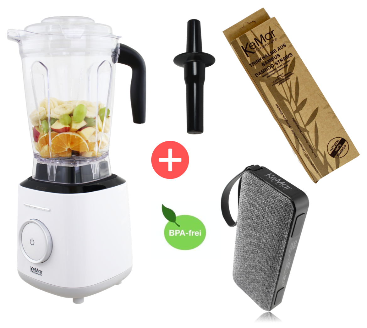 KSB-300 Hochleistungsmixer - BUNDLE incl. kostenlosem Bluetooth Lautsprecher und Bambustrinkhalme