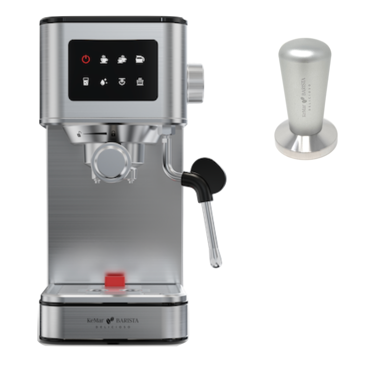 KEM-117 BARISTA DELICIOSO Siebträger Espressomaschine mit platzsparendem Design, 20 Bar, Touchdisplay
