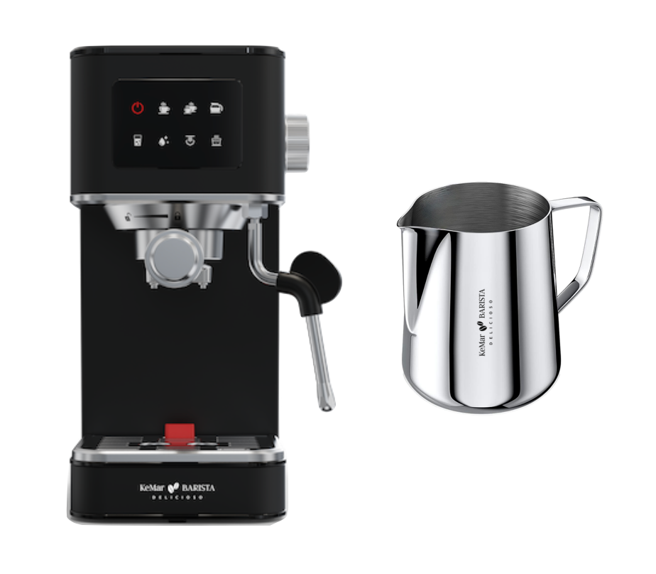KEM-117 BARISTA DELICIOSO Siebträger Espressomaschine mit platzsparendem Design, 20 Bar, Touchdisplay