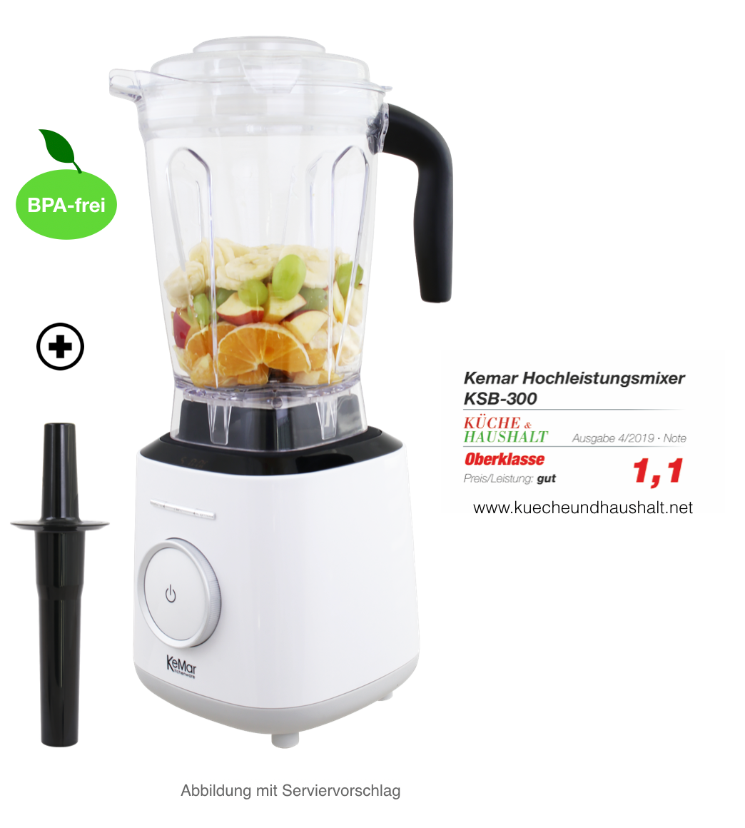 KeMar KSB-300 Hochleistungsmixer – 1.500 Watt Standmixer mit 2L BPA-freiem Tritan-Behälter & Touch-Display