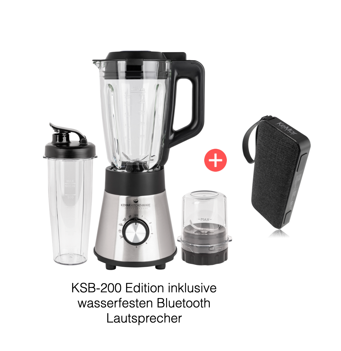 Kemar KSB-170 Standmixer – Leistungsstarker Smoothie-Maker mit 1,5L Glasbehälter & praktischem 2Go-Becher