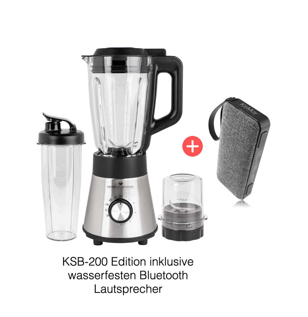Kemar KSB-170 Standmixer – Leistungsstarker Smoothie-Maker mit 1,5L Glasbehälter & praktischem 2Go-Becher