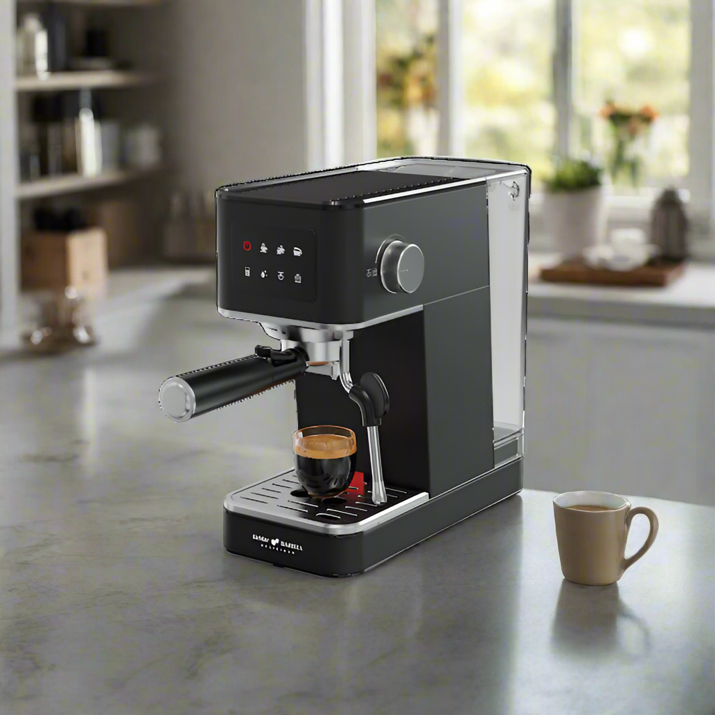 KEM-117 BARISTA DELICIOSO Siebträger Espressomaschine mit platzsparendem Design, 20 Bar, Touchdisplay