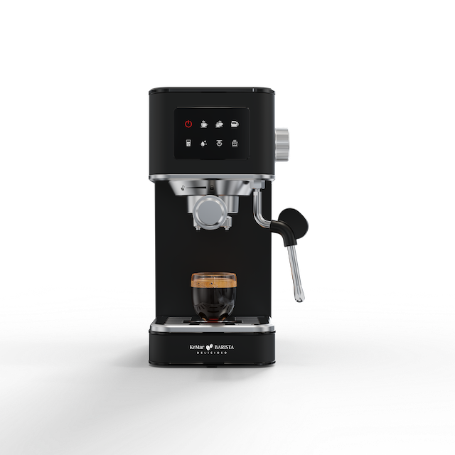 KEM-117 BARISTA DELICIOSO Siebträger Espressomaschine mit platzsparendem Design, 20 Bar, Touchdisplay