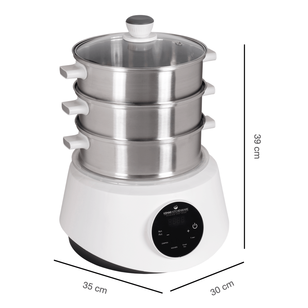 KeMar KFS-3000 Dampfgarer &amp; Hot Pot – 4-in-1 Multigarer mit Edelstahl-Körben