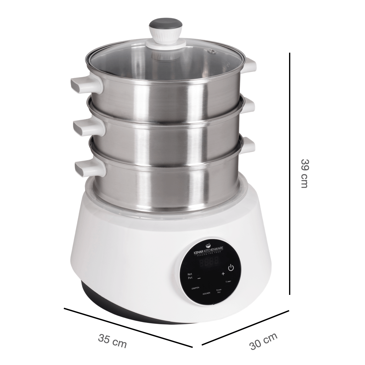 KeMar KFS-3000 Dampfgarer &amp; Hot Pot – 4-in-1 Multigarer mit Edelstahl-Körben