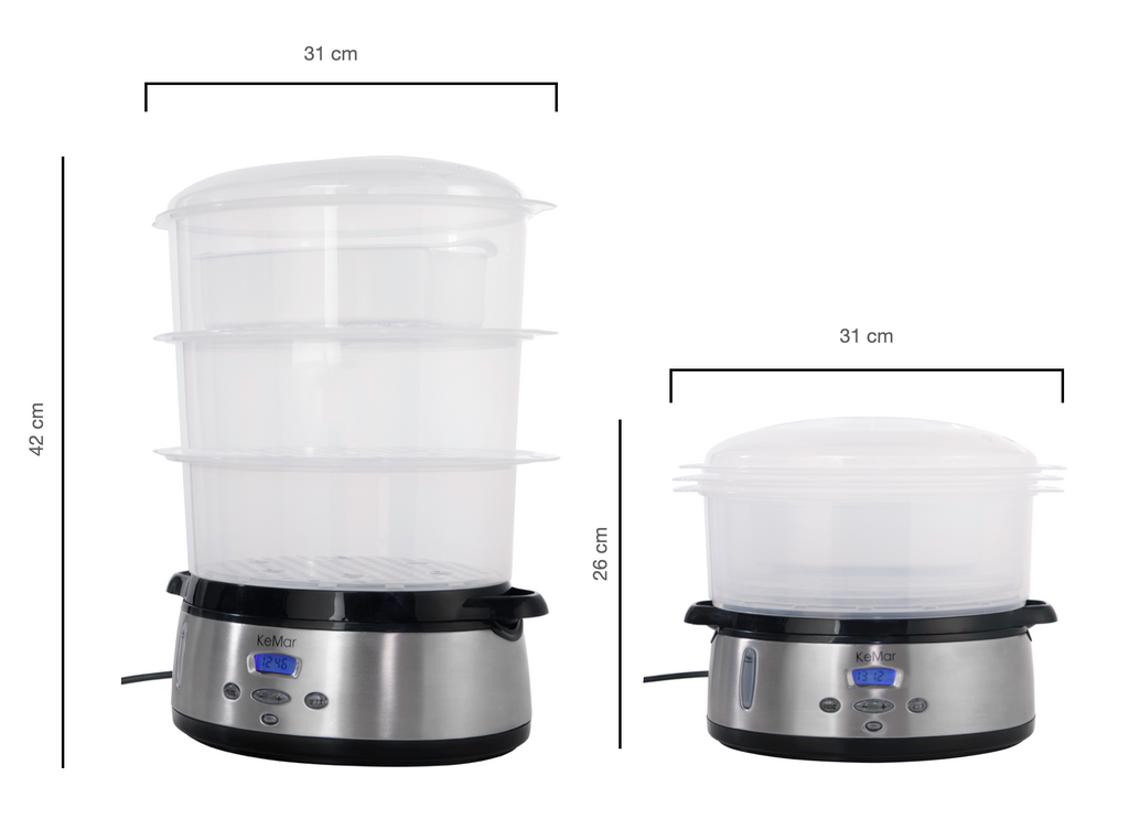 KFS-700 Dampfgarer | BPA-Frei | 9 Liter | 3 Dämpfkörbe