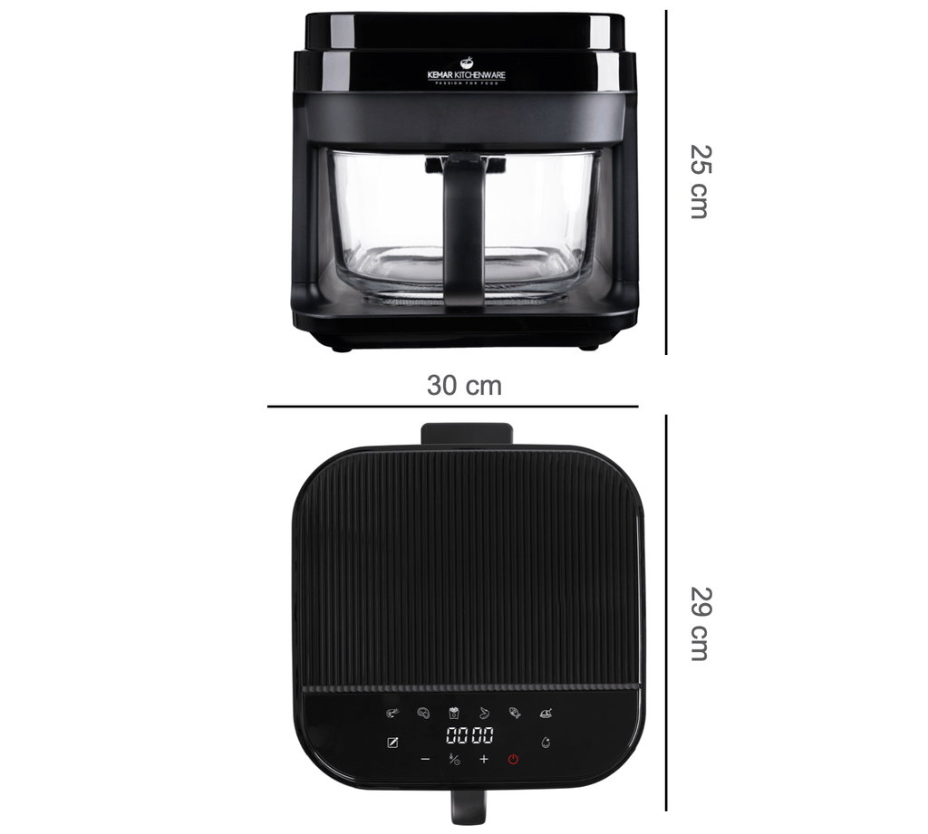 KHF-550 Heißluftfritteuse Glas 5,5 Liter mit Touchdisplay und Frittierkorb aus Glas ohne Beschichtung