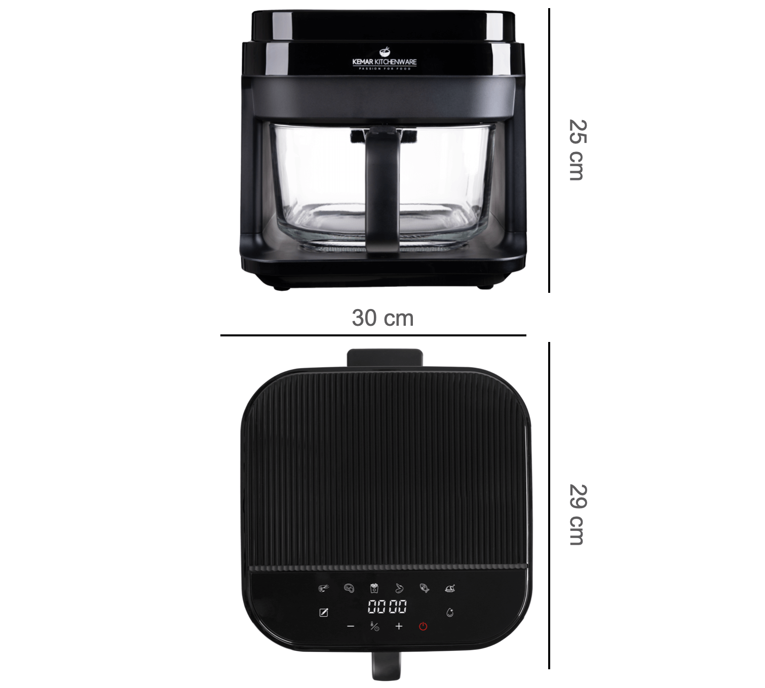 KHF-550 Heißluftfritteuse Glas 5,5 Liter mit Touchdisplay und Frittierkorb aus Glas ohne Beschichtung