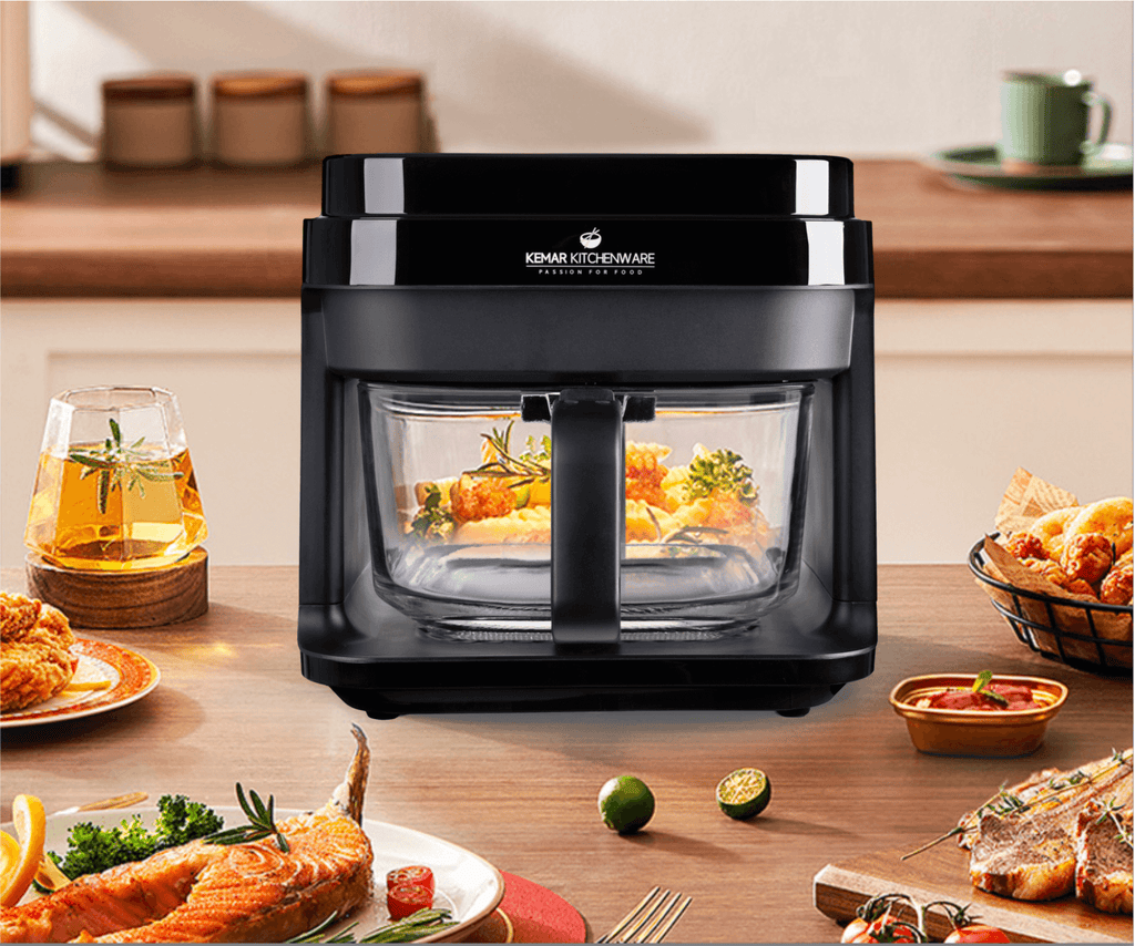 KHF-550 Heißluftfritteuse Glas 5,5 Liter mit Touchdisplay und Frittierkorb aus Glas ohne Beschichtung