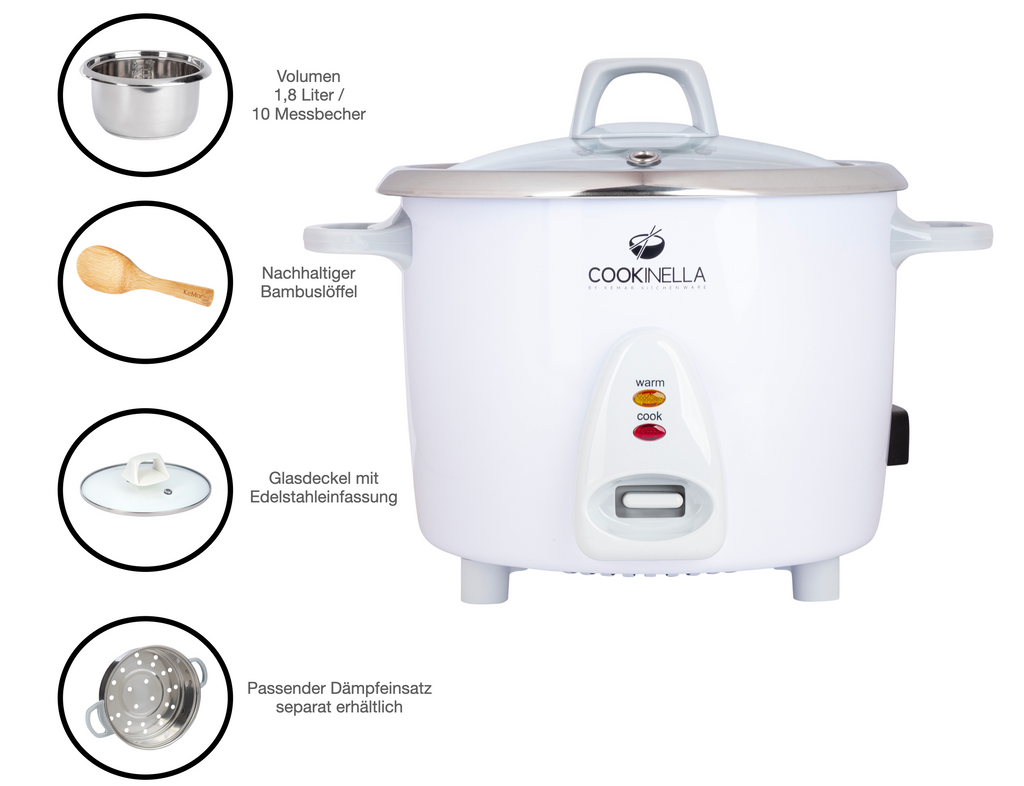 KeMar KRC-300 Reiskocher, 1,8 Liter mit Edelstahltopf