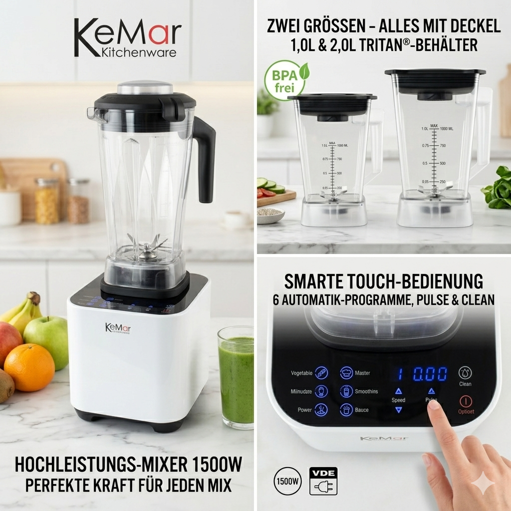 KeMar KSB-200 Hochleistungsmixer – Profi-Standmixer für Smoothies, Suppen & mehr