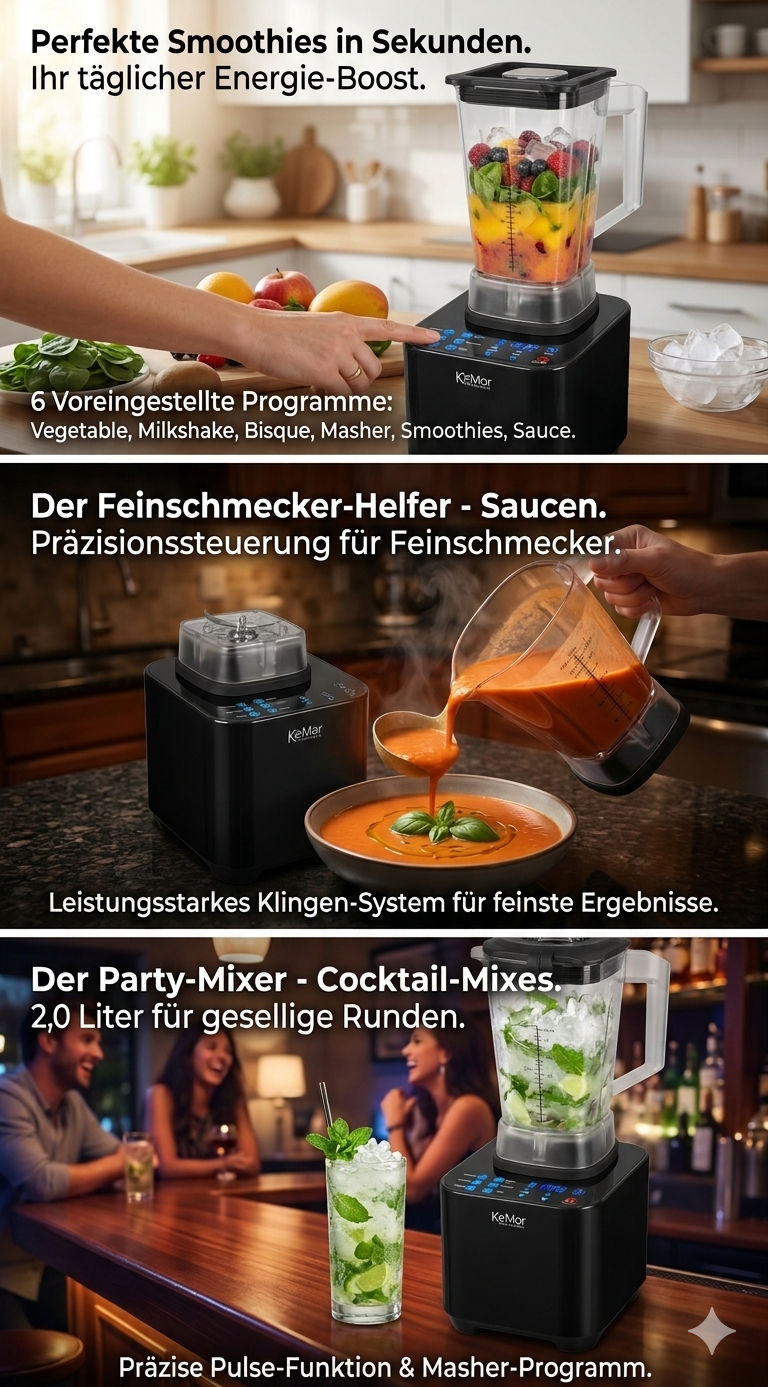 KeMar KSB-200 Hochleistungsmixer – Profi-Standmixer für Smoothies, Suppen & mehr