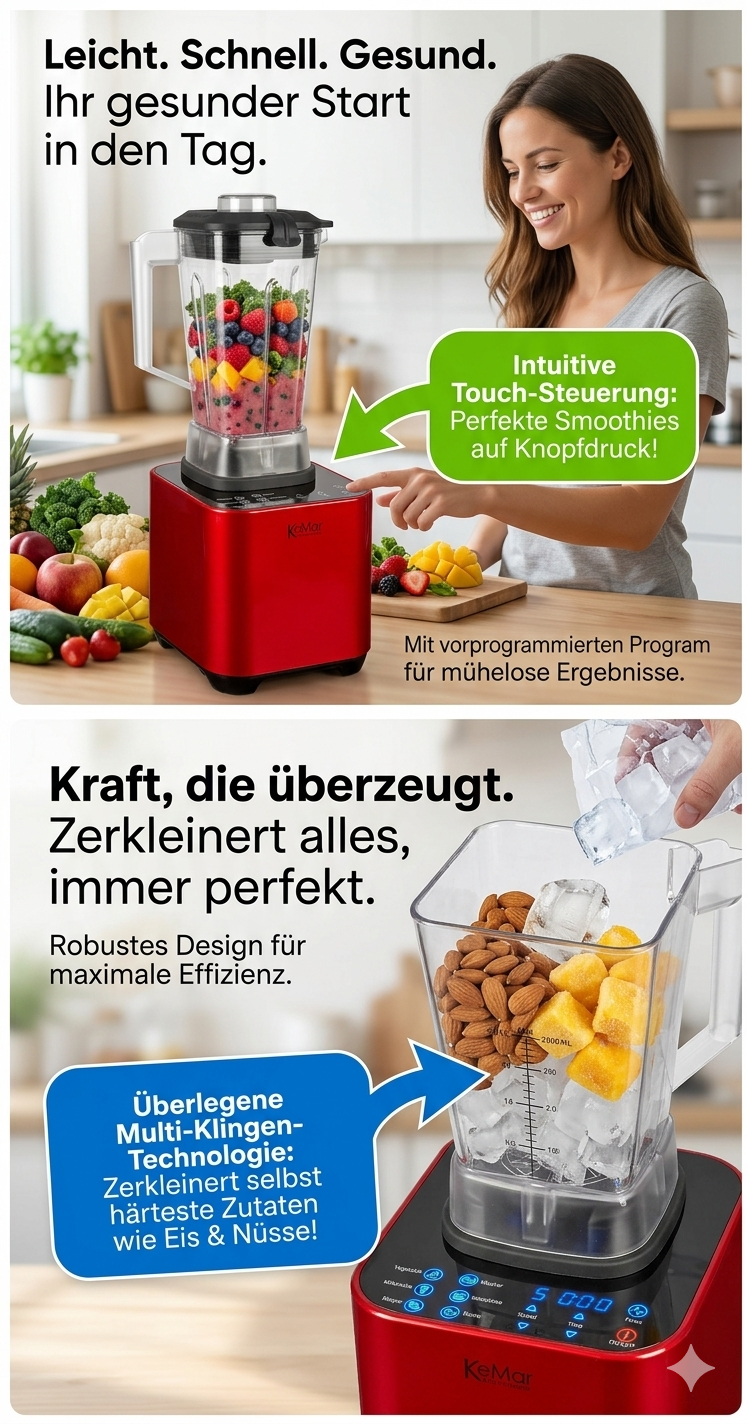 KeMar KSB-200 Hochleistungsmixer – Profi-Standmixer für Smoothies, Suppen & mehr