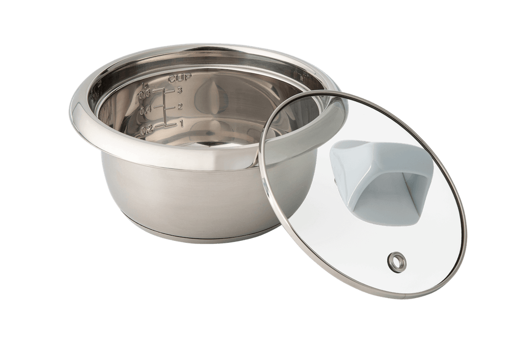KEMAR KRC-100 Mini Reiskocher Edelstahl – Kleiner Reiskocher ohne Beschichtung (0,6 Liter)