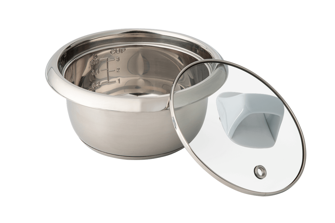 KEMAR KRC-100 Mini Reiskocher Edelstahl – Kleiner Reiskocher ohne Beschichtung (0,6 Liter)