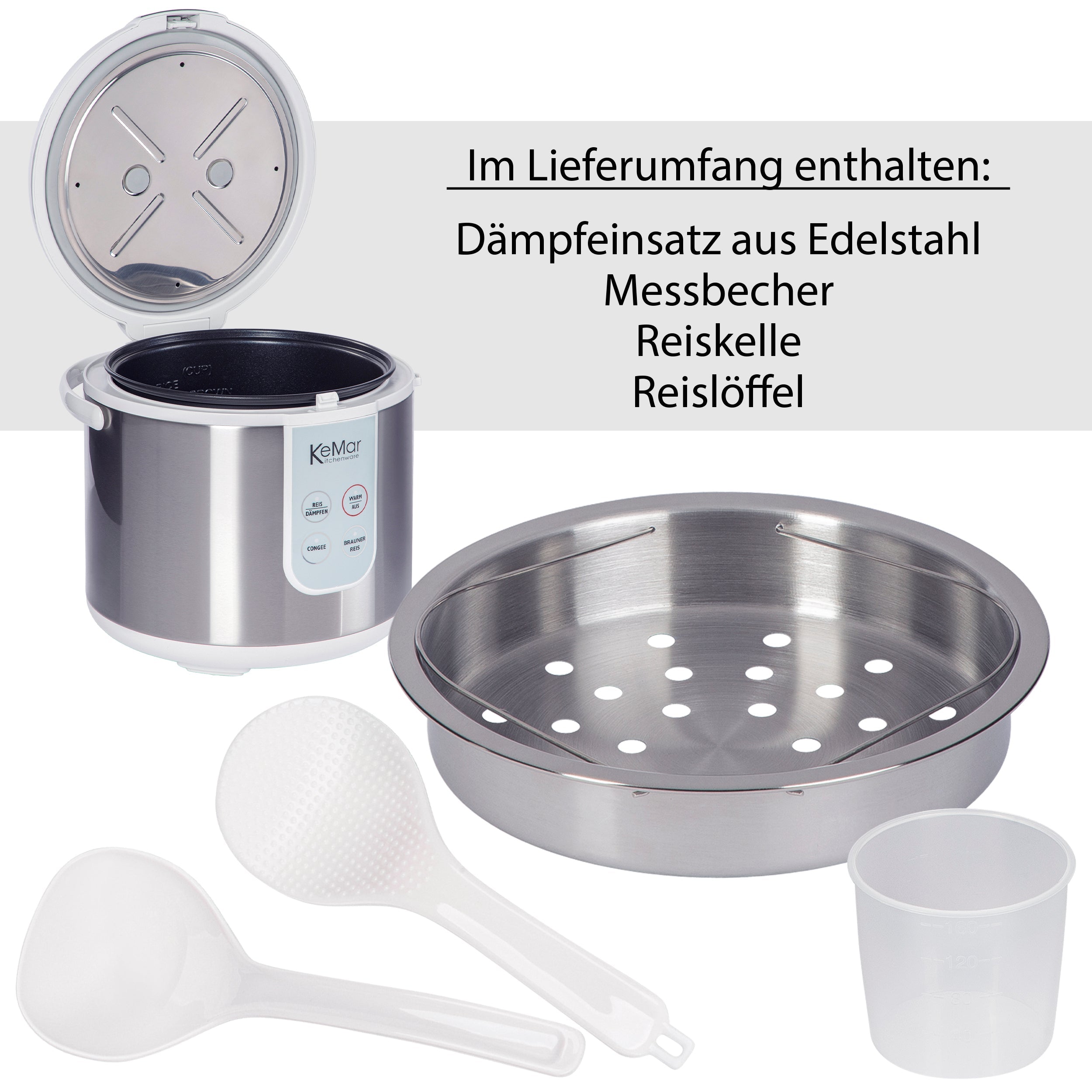 KeMar KRC-130 Digitaler Reiskocher & Dampfgarer – Präzision für Ihre bewusste Küche