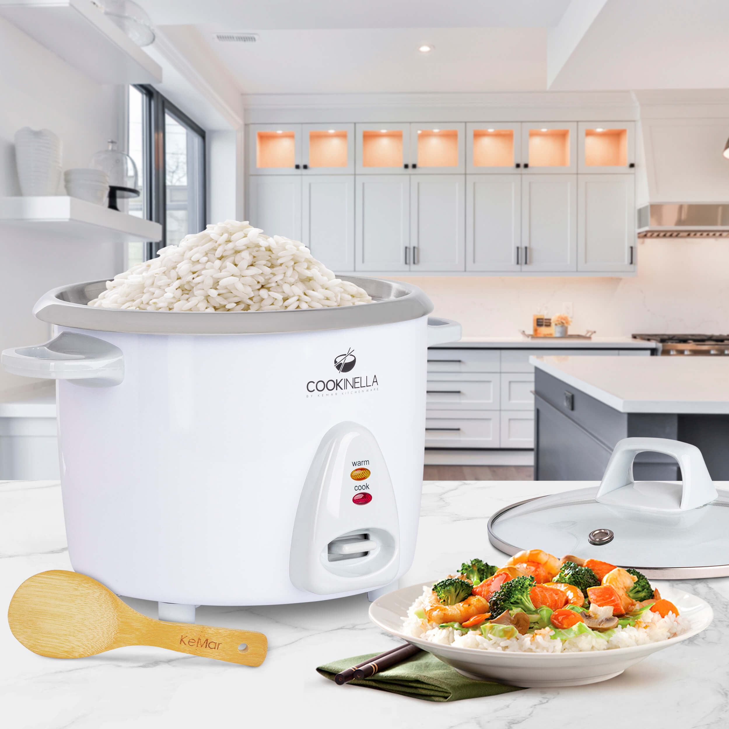 KEMAR KRC-100 Mini Reiskocher Edelstahl – Kleiner Reiskocher ohne Beschichtung (0,6 Liter)