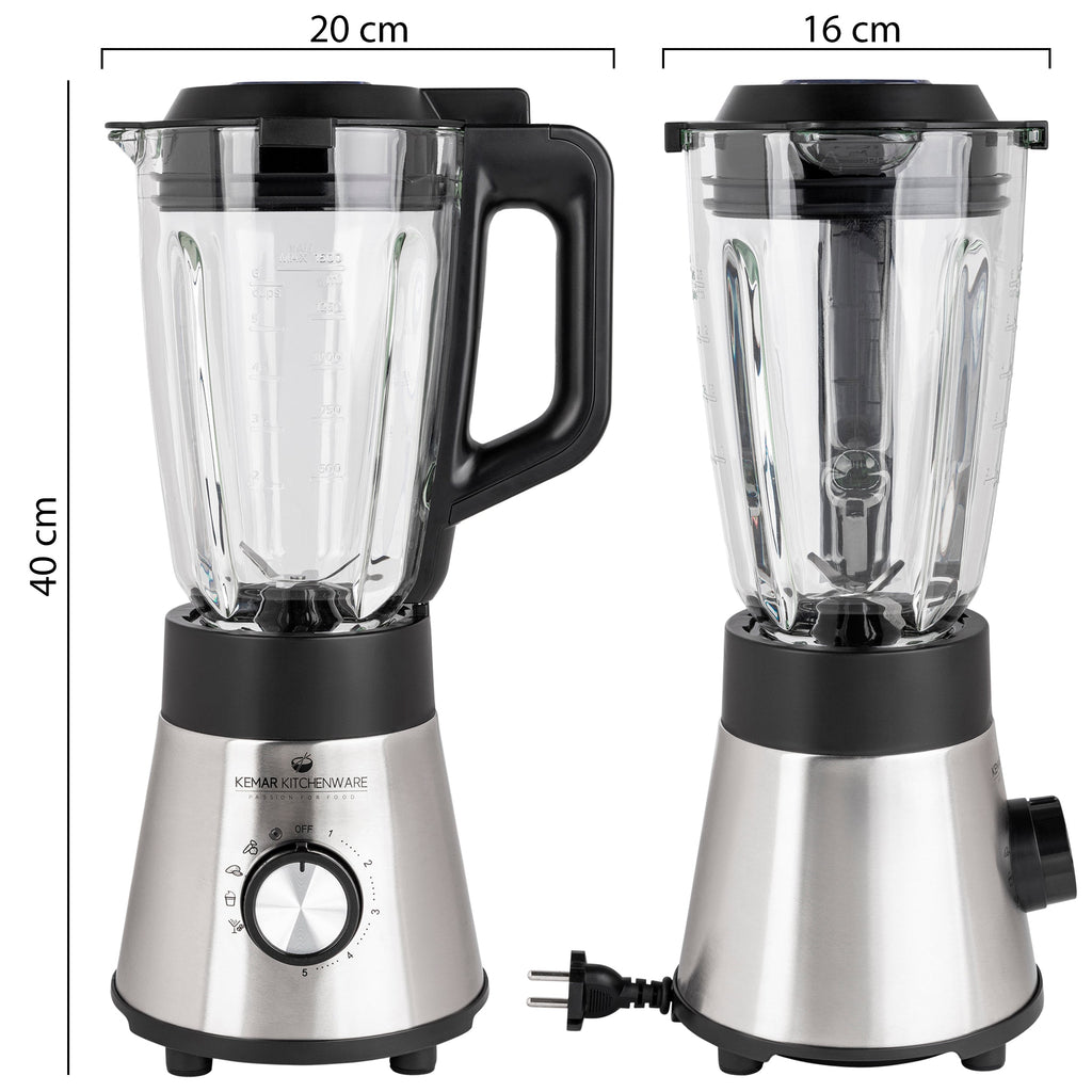 Kemar KSB-170 Standmixer – Leistungsstarker Smoothie-Maker mit 1,5L Glasbehälter & praktischem 2Go-Becher
