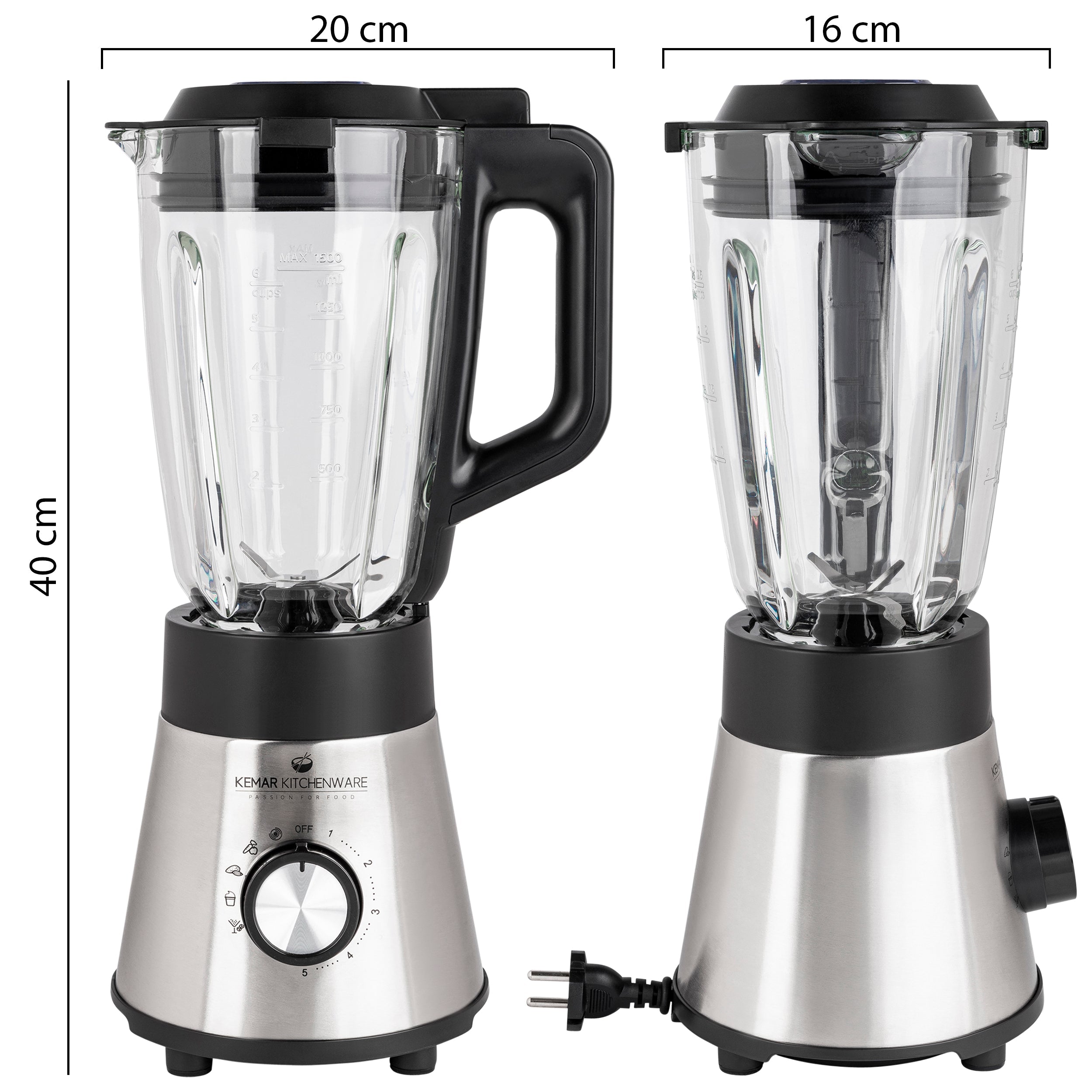 Kemar KSB-170 Standmixer – Leistungsstarker Smoothie-Maker mit 1,5L Glasbehälter & praktischem 2Go-Becher