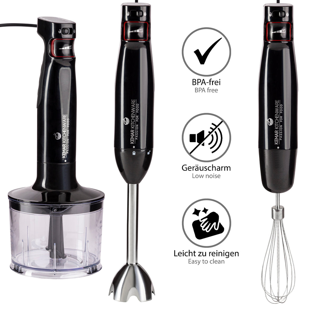 KeMar KSM-1000 Profi-Stabmixer-Set – 1000 Watt Leistung & Titan-beschichtete Klingen