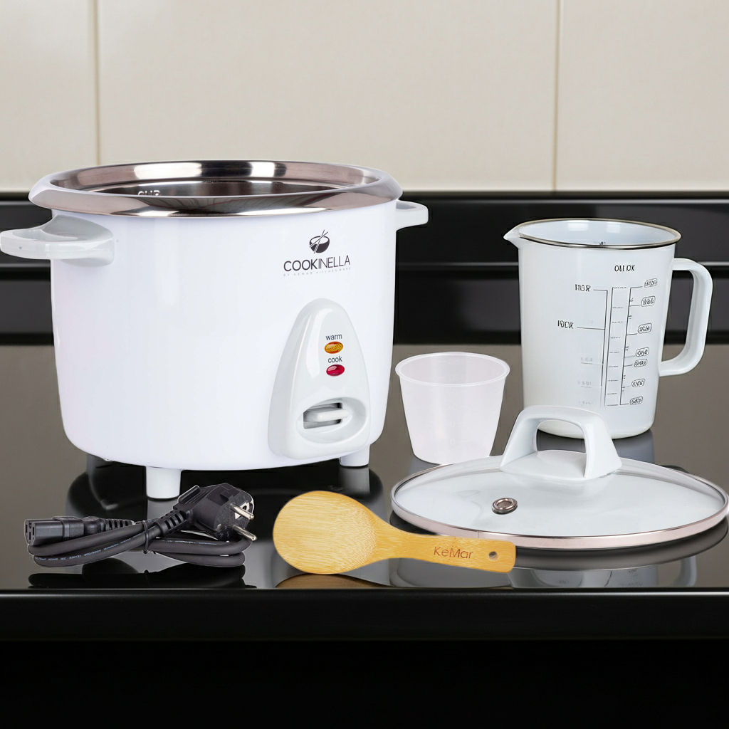KeMar KRC-200 Mini Reiskocher – Mit unbeschichtetem Edelstahl-Innentopf, 1,4 Liter Fassungsvermögen & Warmhaltefunktion