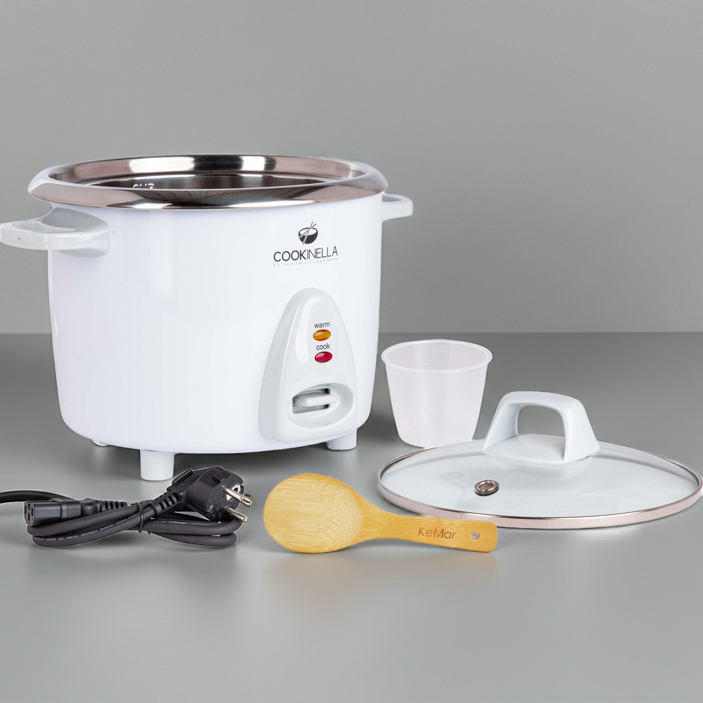 KeMar KRC-200 Mini Reiskocher – Mit unbeschichtetem Edelstahl-Innentopf, 1,4 Liter Fassungsvermögen & Warmhaltefunktion