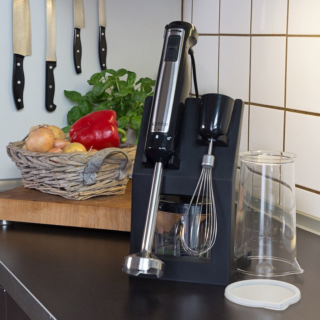 KeMar Kitchenware KSM-800 Stabmixer | Basis Set | 800 Watt | Titan Klinge | Ständer