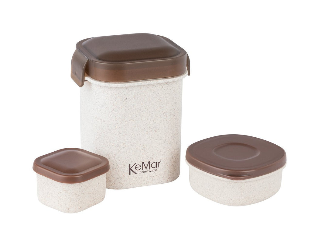 Lunchbox Set 6-1 Brotdose Bentobox mit Bambus Deckel 1,1 L