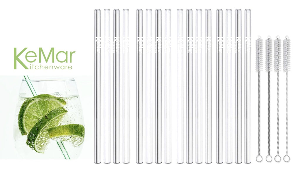 Trinkhalme aus Glas | Glasstrohhalme Gerade | 23 cm