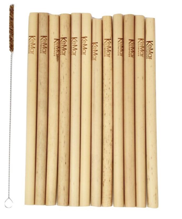 Trinkhalme Bambus Naturbelassen | 12 Stück | 20 cm Bambustrinkhalme