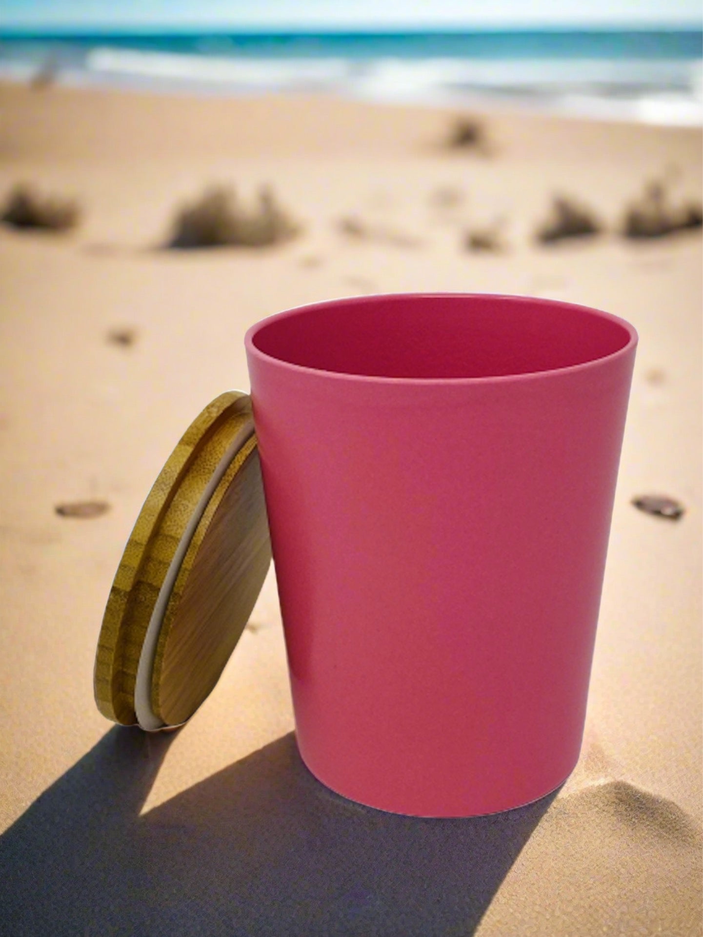 Dose | Vase | Tischabfalleimer |  Behälter mit Bambus Deckel Rund