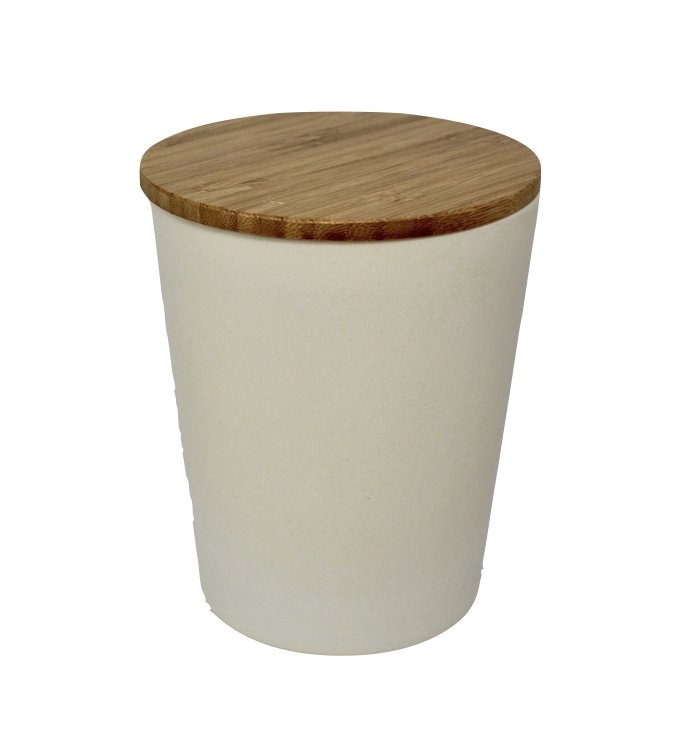 Dose | Vase | Tischabfalleimer |  Behälter mit Bambus Deckel Rund
