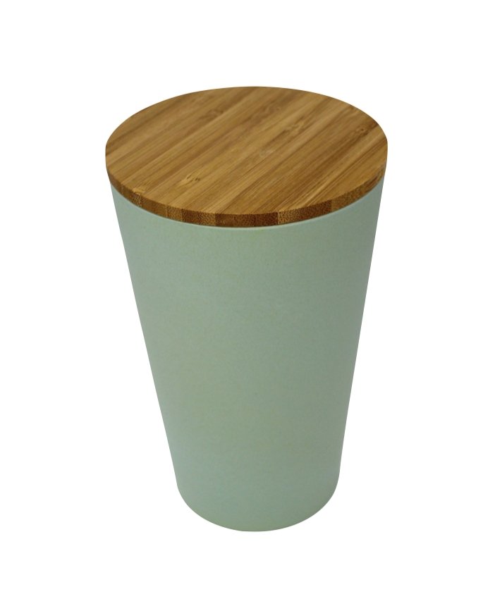 Dose | Vase | Tischabfalleimer |  Behälter mit Bambus Deckel Rund
