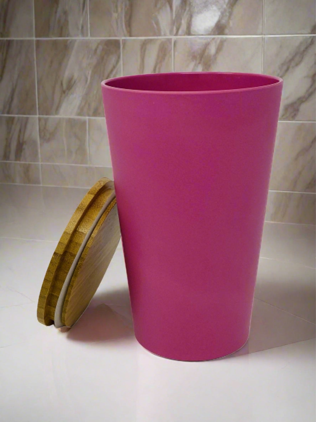 Dose | Vase | Tischabfalleimer |  Behälter mit Bambus Deckel Rund
