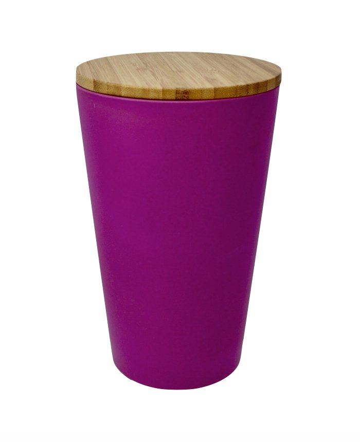 Dose | Vase | Tischabfalleimer |  Behälter mit Bambus Deckel Rund