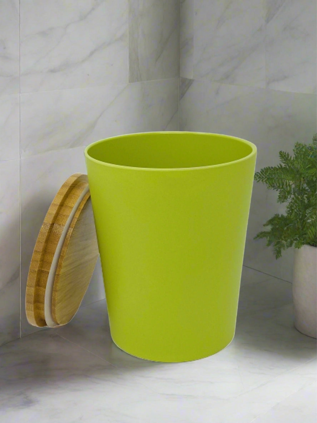 Dose | Vase | Tischabfalleimer |  Behälter mit Bambus Deckel Rund