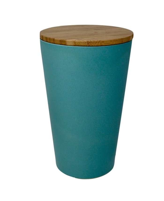 Dose | Vase | Tischabfalleimer |  Behälter mit Bambus Deckel Rund
