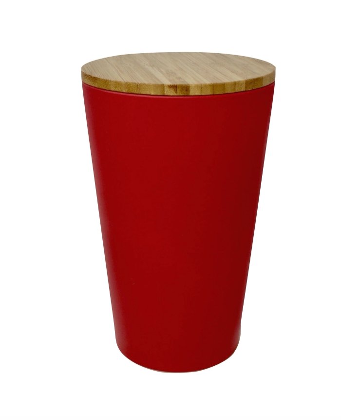 Dose | Vase | Tischabfalleimer |  Behälter mit Bambus Deckel Rund